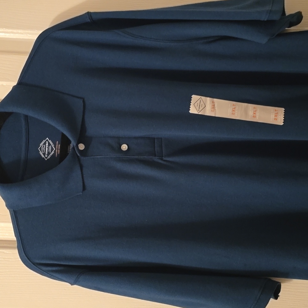 ST. JOHNS BAY MEN'S BIG AND TALL TEAL BLUE SHORT SLEEVE POLO SHIRT SIZE 2XLT - Picture 3 of 14